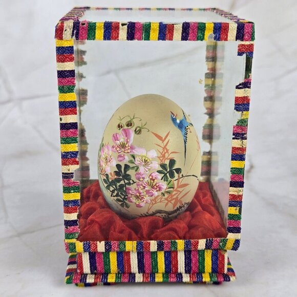 Set of 3 Handpainted Eggs in Individual Boxes Asian Design Hand Painted Vintage - Picture 12 of 16